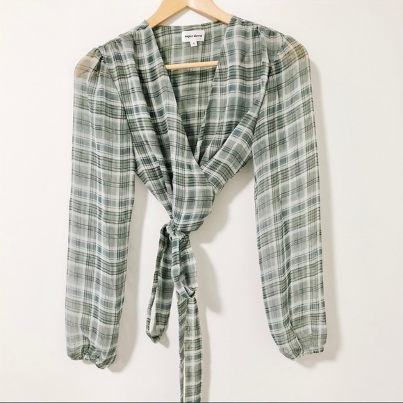 Superdown plaid wrap top - Picture 3 of 4